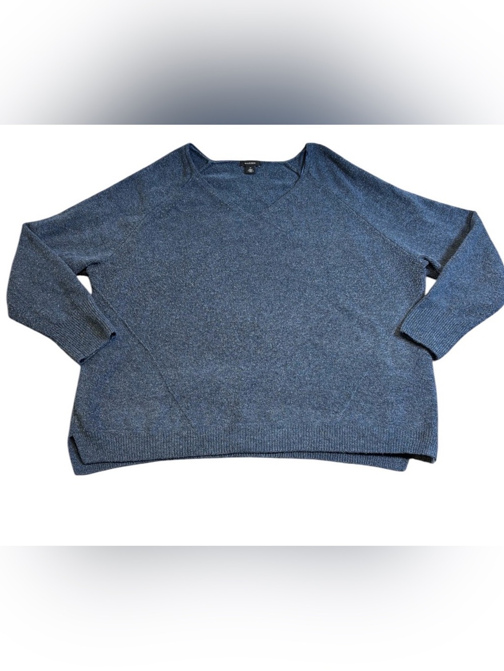 Halogen Blue V Neck Sweater XL Oversized Raglan Knit High Low Hem Nordstrom